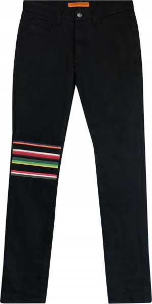 Джинсы x Sterling Ruby Stripe Patch Jeans 'Black', черный Raf Simons