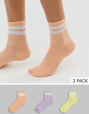 Набор из 3 пар носков пастельных оттенков New Look. Цвет: мульти