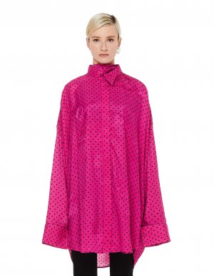 Розовая рубашка в горошек с шарфиком Balenciaga