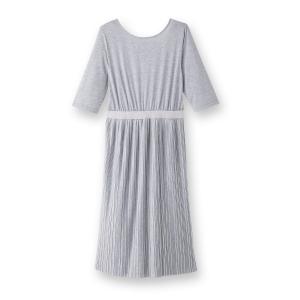 Платье плиссированное с декольте сзади La Redoute Collections. Цвет: серый меланж,сливовый