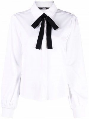 Рубашка из джерси со съемным бантом Karl Lagerfeld. Цвет: белый
