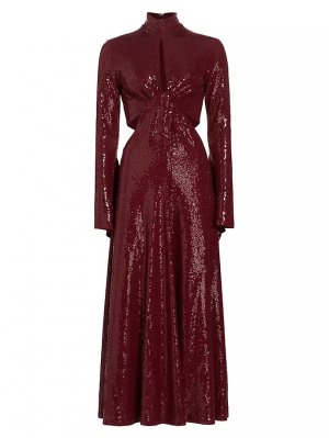 Платье с длинными рукавами, расшитое пайетками и вырезами , цвет merlot Michael Kors Collection