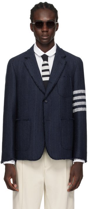 Темно-синий пиджак с 4 полосами , цвет Navy Thom Browne