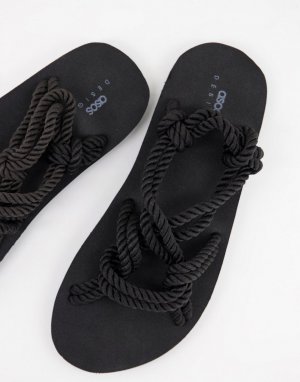 Черные сандалии с веревочной отделкой -Черный цвет ASOS DESIGN