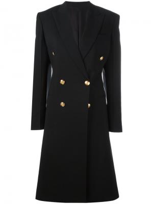 Двубортное пальто Céline. Цвет: чёрный