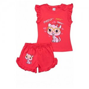 Комплект одежды  для девочек, футболка и шорты, повседневный стиль, размер 1, красный Bonito. Цвет: фуксия