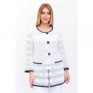 Пиджак , размер 48, синий, розовый Текстильная Мануфактура. Цвет: белый/синий/розовый