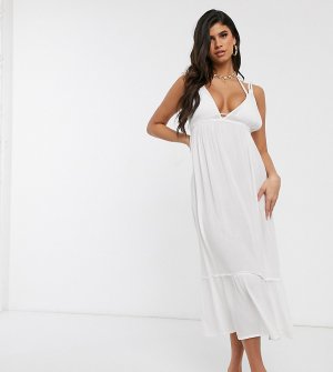 Эксклюзивное белое пляжное платье с оборками -Белый Akasa