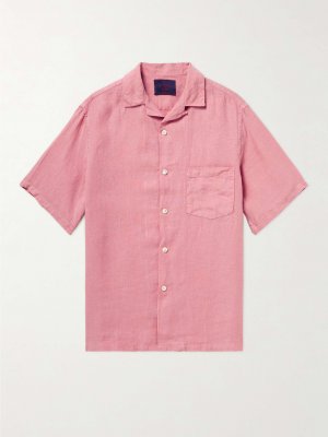 Льняная рубашка с воротником-стойкой PORTUGUESE FLANNEL, розовый Flannel
