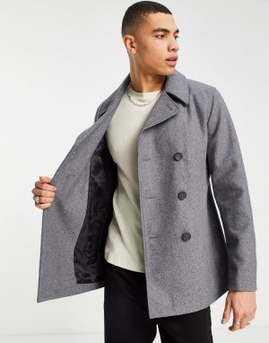 Двубортное пальто-бушлат -Серый French Connection