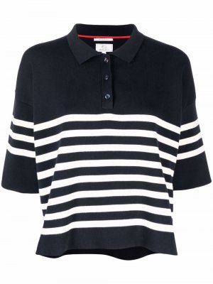 Stripe-print cotton polo top Woolrich. Цвет: синий