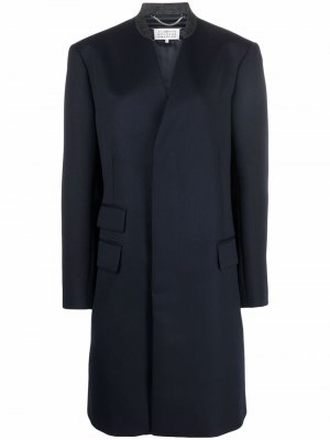 Шерстяное пальто с потайной застежкой Maison Margiela. Цвет: синий