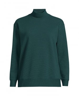 Женская футболка-пуловер больших размеров с длинными рукавами и оттоманкой Lands' End, зеленый Lands' End. Цвет: зеленый