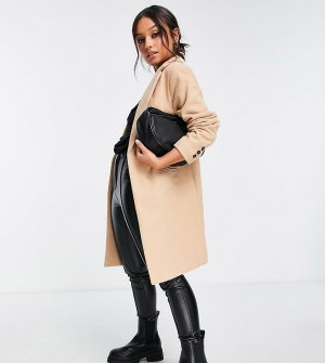 Бежевое классическое пальто -Коричневый цвет New Look Petite