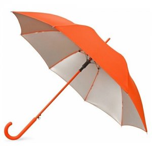 Зонт-трость , полуавтомат, 8 спиц, для женщин, оранжевый, серебряный Oasis. Цвет: оранжевый