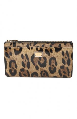 Кожаный футляр для кредитных карт Dolce & Gabbana. Цвет: леопардовый