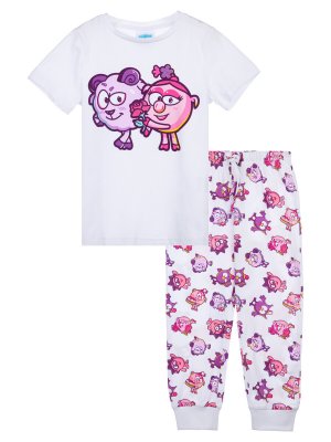 Комплект трикотажный фуфайка футболка брюки пижама PLAYTODAY. Цвет: белый,разноцветный