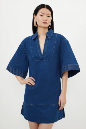Джинсовое мини-платье Tencel , синий Karen Millen