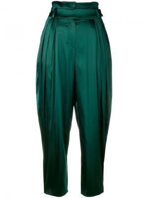 Укороченные брюки с драпировками Alexandre Vauthier. Цвет: зеленый