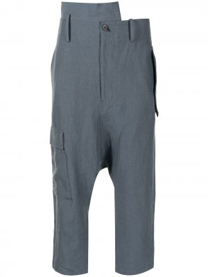 Укороченные брюки с низким шаговым швом Yohji Yamamoto. Цвет: синий