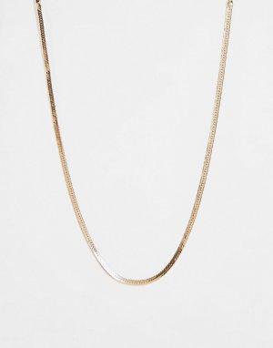 Золотистое ожерелье-цепочка с плоскими крупными звеньями -Золотистый Topshop
