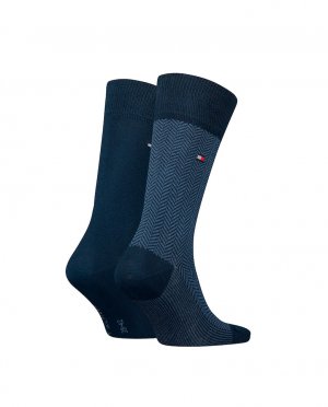 В упаковке 2 пары мужских носков с рисунком «елочка» , синий Tommy Hilfiger