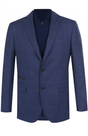 Однобортный шерстяной пиджак с подстежкой Pal Zileri. Цвет: синий