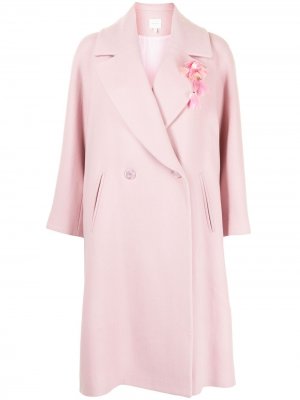 Длинное двубортное пальто Delpozo. Цвет: розовый