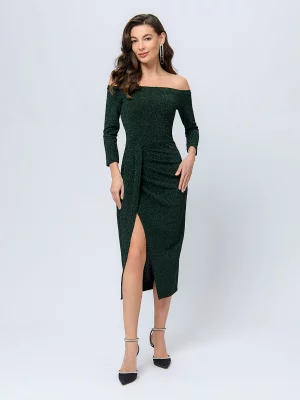 Платье женское 102616 зеленое 40 RU 1001dress. Цвет: зеленый