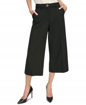 Женские укороченные широкие брюки с высокой посадкой , черный Tommy Hilfiger