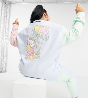Oversized-свитшот в стиле колор блок с воротником поло от комплекта x Hello Kitty-Голубой New Girl Order Curve
