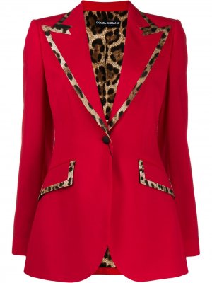 Блейзер с леопардовыми вставками Dolce & Gabbana. Цвет: красный