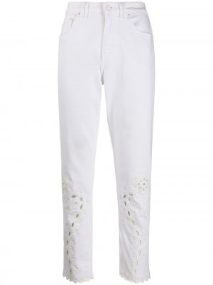 Укороченные джинсы с вышивкой Escada Sport. Цвет: белый