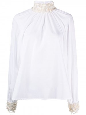Декорированная блузка с высоким воротником Wandering. Цвет: 001 белый