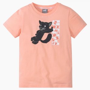 Детская футболка Puma Paw Kids Tee. Цвет: розовый