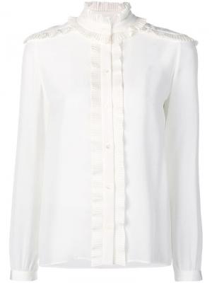 Блузка с воротником-стойкой и оборками Vanessa Seward. Цвет: белый