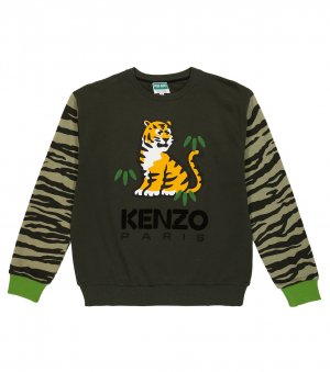 Хлопковая толстовка с вышивкой и тигровым принтом , разноцветный Kenzo