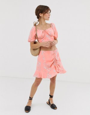 Мини-юбка с цветочным принтом Eve-Розовый Cleobella