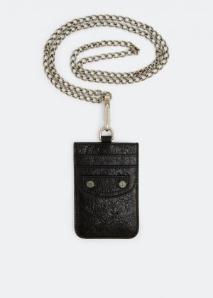 Картхолдер BALENCIAGA Le Cagole chain card holder, черный