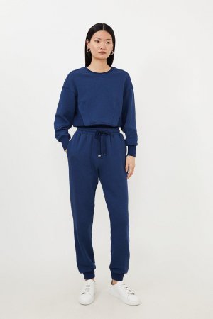 Трикотажные спортивные штаны с манжетами , синий Karen Millen
