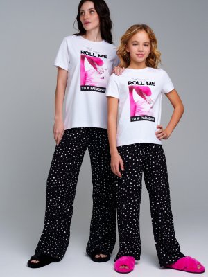 Комплект фуфайка трикотажная футболка брюки пижама классический пояс PLAYTODAY
