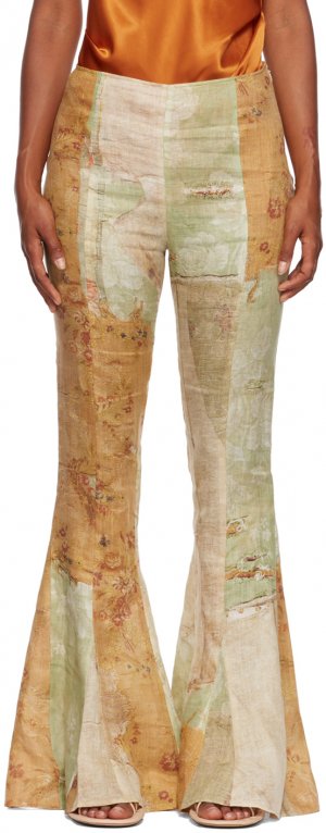 Зеленые и оранжевые брюки с ковровым принтом Acne Studios