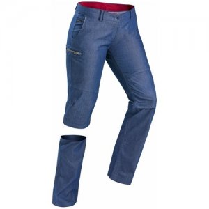 Женские модульные брюки для треккинга синие TRAVEL 100 размер: 42 FORCLAZ Х Decathlon. Цвет: синий