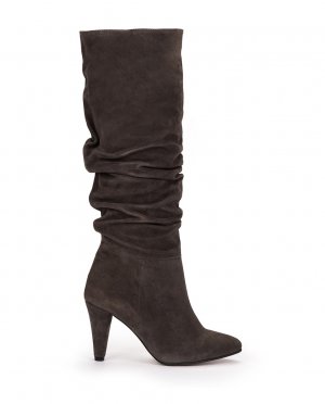 Женские замшевые ботинки на каблуке-воронке , серый Pedro Miralles