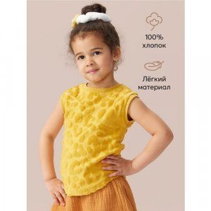 88163, Майка детская махровая для мальчика и девочки, летняя, желтая, леопард, размер 98-104 Happy Baby. Цвет: желтый/оранжевый