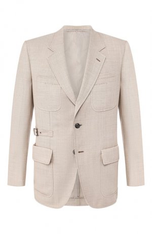 Шерстяной пиджак Brioni. Цвет: бежевый