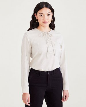 Женская блузка с круглым вырезом Dockers, бежевый DOCKERS