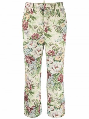 Укороченные брюки с цветочным принтом Dsquared2. Цвет: зеленый
