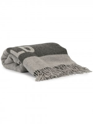 Вязаное одеяло с логотипом Karl Lagerfeld. Цвет: серый