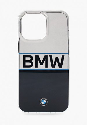 Чехол для iPhone BMW 13 Pro, Signature PC/TPU Horizontal Big logo Hard Transp Black. Цвет: серый